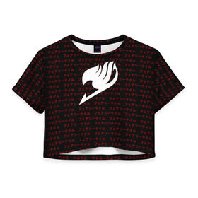 Женская футболка 3D укороченная с принтом Fairy Tail в Белгороде, 100% полиэстер | круглая горловина, длина футболки до линии талии, рукава с отворотами | anime | fairy tail | аниме | иероглифы | сёнэн | хвост феи