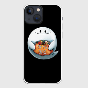Чехол для iPhone 13 mini с принтом Be my Boo в Белгороде,  |  | candy | deliciouse | ghost | halloween | night | pumpkin | spirit | treat | trick | вкусняшки | гадость | дух | конфеты | ночь | приведение | призрак | сладости | тыква | хеллоуин | хэллоуин