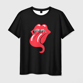 Мужская футболка 3D с принтом Monsters Kiss в Белгороде, 100% полиэфир | прямой крой, круглый вырез горловины, длина до линии бедер | Тематика изображения на принте: halloween | jagger | lips | mick | monster | rock | rolling | stones | tongue | tooth | вольные | губы | джаггер | зубы | камни | катящиеся | мик | монстер | рок | странники | хеллоуин | хэллоуин | язык