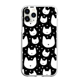 Чехол для iPhone 11 Pro матовый с принтом Love Cats Pattern в Белгороде, Силикон |  | белый | кот | котенок | котэ | котя | котята | кошка | любовь | мимими | паттерн | сердечки | сердце | силуэт | черный | я люблю кошек