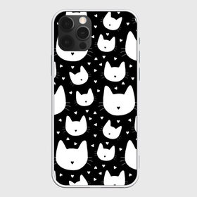Чехол для iPhone 12 Pro Max с принтом Love Cats Pattern в Белгороде, Силикон |  | белый | кот | котенок | котэ | котя | котята | кошка | любовь | мимими | паттерн | сердечки | сердце | силуэт | черный | я люблю кошек