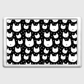 Магнит 45*70 с принтом Love Cats Pattern в Белгороде, Пластик | Размер: 78*52 мм; Размер печати: 70*45 | белый | кот | котенок | котэ | котя | котята | кошка | любовь | мимими | паттерн | сердечки | сердце | силуэт | черный | я люблю кошек