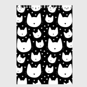 Скетчбук с принтом Love Cats Pattern в Белгороде, 100% бумага
 | 48 листов, плотность листов — 100 г/м2, плотность картонной обложки — 250 г/м2. Листы скреплены сверху удобной пружинной спиралью | Тематика изображения на принте: белый | кот | котенок | котэ | котя | котята | кошка | любовь | мимими | паттерн | сердечки | сердце | силуэт | черный | я люблю кошек