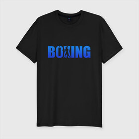 Мужская футболка хлопок Slim с принтом Boxing blue ring в Белгороде, 92% хлопок, 8% лайкра | приталенный силуэт, круглый вырез ворота, длина до линии бедра, короткий рукав | Тематика изображения на принте: boxing | бокс | спорт