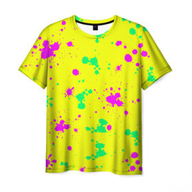 Мужская футболка 3D с принтом Coldcloud жёлтый в Белгороде, 100% полиэфир | прямой крой, круглый вырез горловины, длина до линии бедер | Тематика изображения на принте: roses | андреев | андрей | бубба | капли | кислота | кляксы | краски | ту ту ту | хубба | школа | яркий