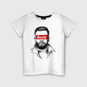 Детская футболка хлопок с принтом Basta в Белгороде, 100% хлопок | круглый вырез горловины, полуприлегающий силуэт, длина до линии бедер | gazgolder | баста | газголдер | сансара