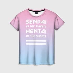 Женская футболка 3D с принтом Senpai in the streets в Белгороде, 100% полиэфир ( синтетическое хлопкоподобное полотно) | прямой крой, круглый вырез горловины, длина до линии бедер | ahegao | kawaii | lips | o face | senpai | аниме | ахегао | семпай | сенпай