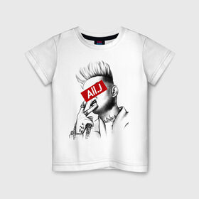 Детская футболка хлопок с принтом All. J в Белгороде, 100% хлопок | круглый вырез горловины, полуприлегающий силуэт, длина до линии бедер | all.j | boy | sayonara | zef | бой | вино | денс | зеф | сайонара | федук | элджей
