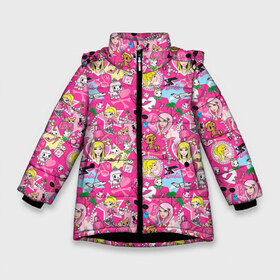 Зимняя куртка для девочек 3D с принтом Barbie and Tokidoki в Белгороде, ткань верха — 100% полиэстер; подклад — 100% полиэстер, утеплитель — 100% полиэстер. | длина ниже бедра, удлиненная спинка, воротник стойка и отстегивающийся капюшон. Есть боковые карманы с листочкой на кнопках, утяжки по низу изделия и внутренний карман на молнии. 

Предусмотрены светоотражающий принт на спинке, радужный светоотражающий элемент на пуллере молнии и на резинке для утяжки. | adios | barbie | brilliant | cat | dog | doll | girl | heart | heels | japan | palm | pony | tokidoki | адьос | барби | девушка | иногда | кот | кошка | кукла | пес | пони | собака | япония