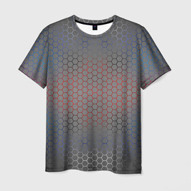 Мужская футболка 3D с принтом Кевлар Color Big в Белгороде, 100% полиэфир | прямой крой, круглый вырез горловины, длина до линии бедер | абстракция | градиент | камуфляж | карбон | кевлар | россия | соты | триколор