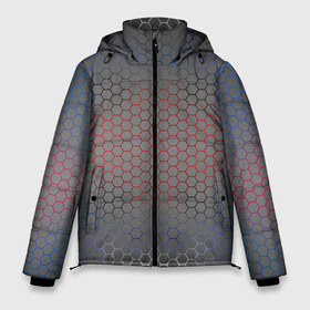 Мужская зимняя куртка 3D с принтом Кевлар Color Big в Белгороде, верх — 100% полиэстер; подкладка — 100% полиэстер; утеплитель — 100% полиэстер | длина ниже бедра, свободный силуэт Оверсайз. Есть воротник-стойка, отстегивающийся капюшон и ветрозащитная планка. 

Боковые карманы с листочкой на кнопках и внутренний карман на молнии. | абстракция | градиент | камуфляж | карбон | кевлар | россия | соты | триколор