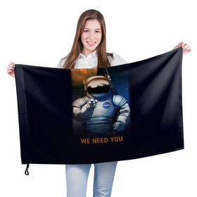 Флаг 3D с принтом NASA в Белгороде, 100% полиэстер | плотность ткани — 95 г/м2, размер — 67 х 109 см. Принт наносится с одной стороны | nasa | астрономия | галактика | звезды | космонавт. планеты | космос | наука | небо