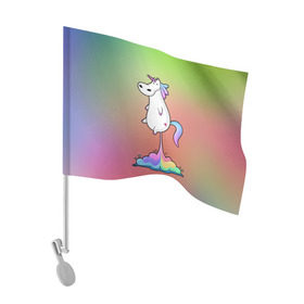Флаг для автомобиля с принтом Единорог на Старте в Белгороде, 100% полиэстер | Размер: 30*21 см | corn | horse | magic | rainbow | unicorn | unicorns | волшебство | единорог | единороги | животное | лошадка | лошадь | магия | пони | радуга | рог | рога | сказка