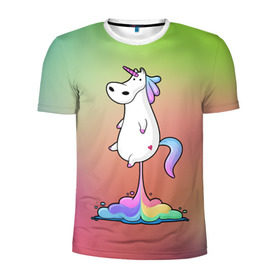 Мужская футболка 3D спортивная с принтом Единорог на Старте в Белгороде, 100% полиэстер с улучшенными характеристиками | приталенный силуэт, круглая горловина, широкие плечи, сужается к линии бедра | Тематика изображения на принте: corn | horse | magic | rainbow | unicorn | unicorns | волшебство | единорог | единороги | животное | лошадка | лошадь | магия | пони | радуга | рог | рога | сказка