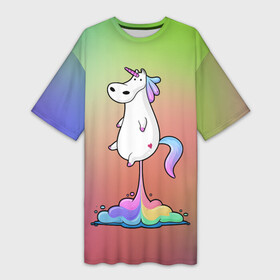 Платье-футболка 3D с принтом Единорог на Старте в Белгороде,  |  | corn | horse | magic | rainbow | unicorn | unicorns | волшебство | единорог | единороги | животное | лошадка | лошадь | магия | пони | радуга | рог | рога | сказка