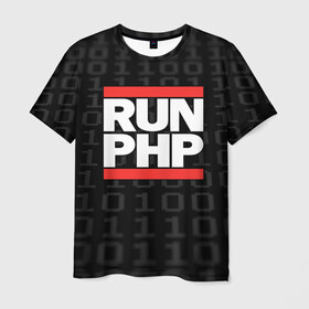 Мужская футболка 3D с принтом Run PHP в Белгороде, 100% полиэфир | прямой крой, круглый вырез горловины, длина до линии бедер | Тематика изображения на принте: admin | administrator | calm | code | coder | coding | dmc | engineer | job | keep | php | programmer | run | администратор | айти | инженер | код | кодинг | программа | программист | профессия | сисадмин