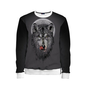 Детский свитшот 3D с принтом Волк Облизывается в Белгороде, 100% полиэстер | свободная посадка, прямой крой, мягкая тканевая резинка на рукавах и понизу свитшота | Тематика изображения на принте: forest | grey | moon | werewolf | werewolfs | white | wolf | wolfs | белый | волк | волки | волчата | волченок | волчица | волчицы | лес | луна | оборотень | оборотни | серый | язык