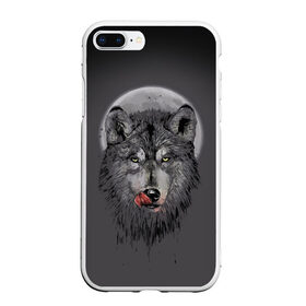 Чехол для iPhone 7Plus/8 Plus матовый с принтом Волк Облизывается в Белгороде, Силикон | Область печати: задняя сторона чехла, без боковых панелей | forest | grey | moon | werewolf | werewolfs | white | wolf | wolfs | белый | волк | волки | волчата | волченок | волчица | волчицы | лес | луна | оборотень | оборотни | серый | язык
