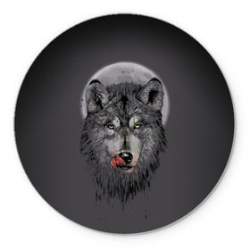 Коврик круглый с принтом Волк Облизывается в Белгороде, резина и полиэстер | круглая форма, изображение наносится на всю лицевую часть | forest | grey | moon | werewolf | werewolfs | white | wolf | wolfs | белый | волк | волки | волчата | волченок | волчица | волчицы | лес | луна | оборотень | оборотни | серый | язык