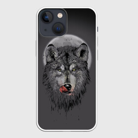 Чехол для iPhone 13 mini с принтом Волк Облизывается в Белгороде,  |  | forest | grey | moon | werewolf | werewolfs | white | wolf | wolfs | белый | волк | волки | волчата | волченок | волчица | волчицы | лес | луна | оборотень | оборотни | серый | язык