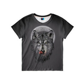Детская футболка 3D с принтом Волк Облизывается в Белгороде, 100% гипоаллергенный полиэфир | прямой крой, круглый вырез горловины, длина до линии бедер, чуть спущенное плечо, ткань немного тянется | forest | grey | moon | werewolf | werewolfs | white | wolf | wolfs | белый | волк | волки | волчата | волченок | волчица | волчицы | лес | луна | оборотень | оборотни | серый | язык