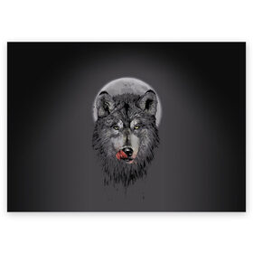 Поздравительная открытка с принтом Волк Облизывается в Белгороде, 100% бумага | плотность бумаги 280 г/м2, матовая, на обратной стороне линовка и место для марки
 | forest | grey | moon | werewolf | werewolfs | white | wolf | wolfs | белый | волк | волки | волчата | волченок | волчица | волчицы | лес | луна | оборотень | оборотни | серый | язык