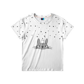 Детская футболка 3D с принтом Totoro The Rain в Белгороде, 100% гипоаллергенный полиэфир | прямой крой, круглый вырез горловины, длина до линии бедер, чуть спущенное плечо, ткань немного тянется | аниме | дождь | тоторо