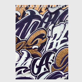 Скетчбук с принтом Single step в Белгороде, 100% бумага
 | 48 листов, плотность листов — 100 г/м2, плотность картонной обложки — 250 г/м2. Листы скреплены сверху удобной пружинной спиралью | Тематика изображения на принте: gold | graffity | street art | граффити | стрит арт