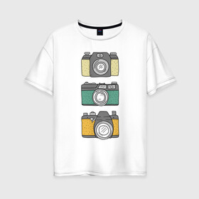 Женская футболка хлопок Oversize с принтом Фотограф в Белгороде, 100% хлопок | свободный крой, круглый ворот, спущенный рукав, длина до линии бедер
 | photo | retro | ломо | ломография | ретро | фотоаппарат