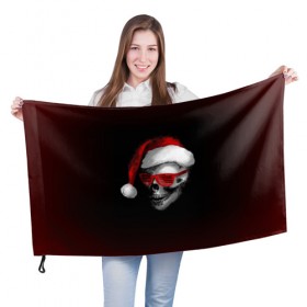 Флаг 3D с принтом Santa Skull в Белгороде, 100% полиэстер | плотность ткани — 95 г/м2, размер — 67 х 109 см. Принт наносится с одной стороны | 