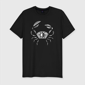 Мужская футболка премиум с принтом Рак в Белгороде, 92% хлопок, 8% лайкра | приталенный силуэт, круглый вырез ворота, длина до линии бедра, короткий рукав | животные | звезды | знаки зодиака | люди | минимализм | рак | символы | стиль