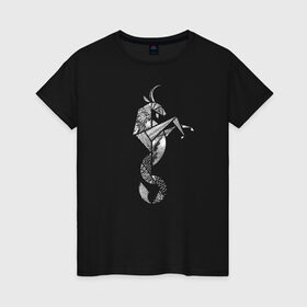 Женская футболка хлопок с принтом Козерог в Белгороде, 100% хлопок | прямой крой, круглый вырез горловины, длина до линии бедер, слегка спущенное плечо | Тематика изображения на принте: 