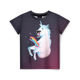 Детская футболка 3D с принтом Чужой Единорог в Белгороде, 100% гипоаллергенный полиэфир | прямой крой, круглый вырез горловины, длина до линии бедер, чуть спущенное плечо, ткань немного тянется | Тематика изображения на принте: alien | corn | horse | magic | movie | predator | rainbow | unicorn | unicorns | волшебство | единорог | единороги | животное | лошадка | лошадь | магия | пони | радуга | рог | рога | сказка | фильм | хищник | чужой