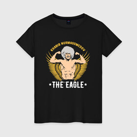 Женская футболка хлопок с принтом Khabib the eagle в Белгороде, 100% хлопок | прямой крой, круглый вырез горловины, длина до линии бедер, слегка спущенное плечо | conor mcgregor | khabib nurmagomedov | ufc | ufc229 | конор макгрегор | хабиб | хабиб нурмагомедов