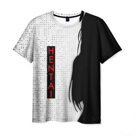 Мужская футболка 3D с принтом HENTAI в Белгороде, 100% полиэфир | прямой крой, круглый вырез горловины, длина до линии бедер | ahegao | kawai | kowai | oppai | otaku | senpai | sugoi | waifu | yandere | ахегао | ковай | отаку | сенпай | яндере