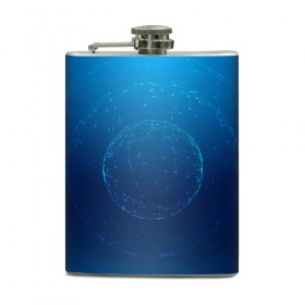 Фляга с принтом Синяя сфера в Белгороде, металлический корпус | емкость 0,22 л, размер 125 х 94 мм. Виниловая наклейка запечатывается полностью | 