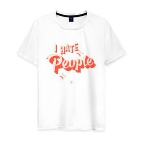 Мужская футболка хлопок с принтом I Hate People в Белгороде, 100% хлопок | прямой крой, круглый вырез горловины, длина до линии бедер, слегка спущенное плечо. | art | pin | pop | retro | арт | людей | люди | ненавижу | ненависть | пин | поп | ретро