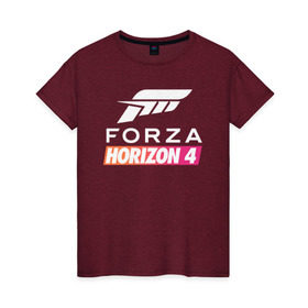 Женская футболка хлопок с принтом Forza Horizon 4 в Белгороде, 100% хлопок | прямой крой, круглый вырез горловины, длина до линии бедер, слегка спущенное плечо | Тематика изображения на принте: auto | car | forza | game | horizon | mclaren | motorsport | race | авто | гонки | игра | машина