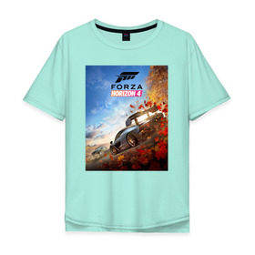 Мужская футболка хлопок Oversize с принтом Forza Horizon 4 в Белгороде, 100% хлопок | свободный крой, круглый ворот, “спинка” длиннее передней части | auto | car | forza | game | horizon | mclaren | motorsport | race | авто | гонки | игра | машина