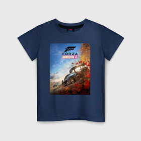 Детская футболка хлопок с принтом Forza Horizon 4 в Белгороде, 100% хлопок | круглый вырез горловины, полуприлегающий силуэт, длина до линии бедер | auto | car | forza | game | horizon | mclaren | motorsport | race | авто | гонки | игра | машина