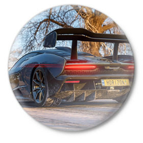Значок с принтом Forza Horizon 4 в Белгороде,  металл | круглая форма, металлическая застежка в виде булавки | Тематика изображения на принте: auto | car | forza | game | horizon | mclaren | motorsport | race | авто | гонки | игра | машина