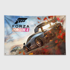 Флаг-баннер с принтом Forza Horizon 4 в Белгороде, 100% полиэстер | размер 67 х 109 см, плотность ткани — 95 г/м2; по краям флага есть четыре люверса для крепления | auto | car | forza | game | horizon | mclaren | motorsport | race | авто | гонки | игра | машина