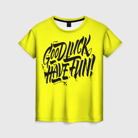 Женская футболка 3D с принтом GL HF в Белгороде, 100% полиэфир ( синтетическое хлопкоподобное полотно) | прямой крой, круглый вырез горловины, длина до линии бедер | counter | dota | gg | gl hf | good luck | have fun | гг | гл хф | дота | контра