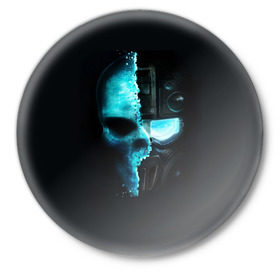 Значок с принтом Tom Clancy’s Ghost Recon в Белгороде,  металл | круглая форма, металлическая застежка в виде булавки | Тематика изображения на принте: wildlands | маска | призраки | череп | шлем | шутер