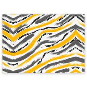 Поздравительная открытка с принтом Серый-желтый в Белгороде, 100% бумага | плотность бумаги 280 г/м2, матовая, на обратной стороне линовка и место для марки
 | Тематика изображения на принте: абстракция | желтый | линии | полосы | серый | цвет