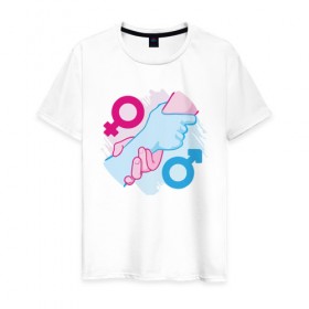 Мужская футболка хлопок с принтом Равенство полов в Белгороде, 100% хлопок | прямой крой, круглый вырез горловины, длина до линии бедер, слегка спущенное плечо. | 