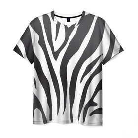 Мужская футболка 3D с принтом Зебра принт в Белгороде, 100% полиэфир | прямой крой, круглый вырез горловины, длина до линии бедер | абстракция | африка | белый | зебра | парнокопытное | принт | сафари | чб | черный
