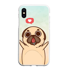 Чехол для iPhone XS Max матовый с принтом Puglie Pug Like в Белгороде, Силикон | Область печати: задняя сторона чехла, без боковых панелей | Тематика изображения на принте: anime | dog | аниме | лайк | мопс | мопсик