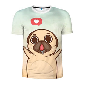 Мужская футболка 3D спортивная с принтом Puglie Pug Like в Белгороде, 100% полиэстер с улучшенными характеристиками | приталенный силуэт, круглая горловина, широкие плечи, сужается к линии бедра | anime | dog | аниме | лайк | мопс | мопсик