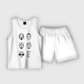 Детская пижама с шортами хлопок с принтом West Coast rap в Белгороде,  |  | 2pac | cube | dogg | dre | eazy | ice | makaveli | snoop | гангста рэп | реп | хип хоп
